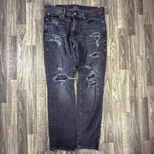 Abercrombie & Fitch Skinny Stretch Jeans 32x30 Black Distressed Worn Wash